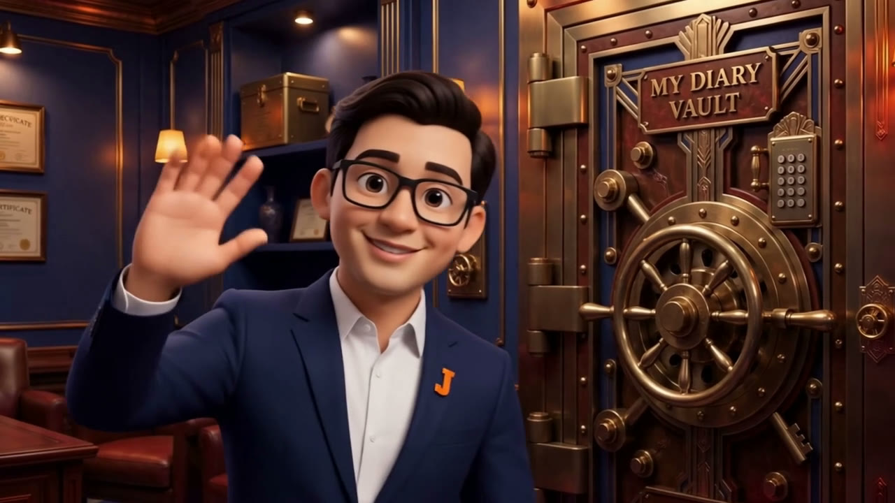 Jakis, your guide, beside the My Diary Vault door